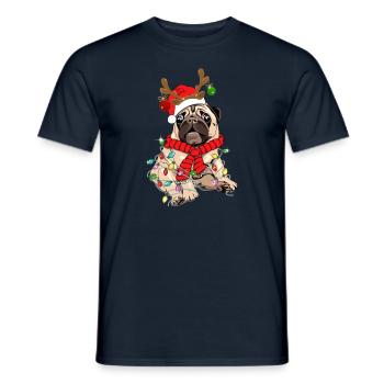 Pug Dog Christmas Funny Pug Lover Reindeer Christm - Men's T-Shirt - navy - Front - AI Model Male 178 light (178cm)