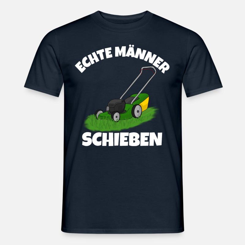 Echte männer schieben Rasenmäher - Männer T-Shirt - Navy