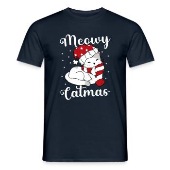 Meowy Catmas Weihnachtsferienzeit-katzenliebhaber - Männer T-Shirt - Navy - Vorne - AI Model Male 178 light (178cm)