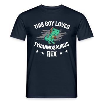 Ce garçon aime le dinosaure tyrannosaure rex - T-shirt homme - marine - Devant - AI Model Male 178 light (178cm)