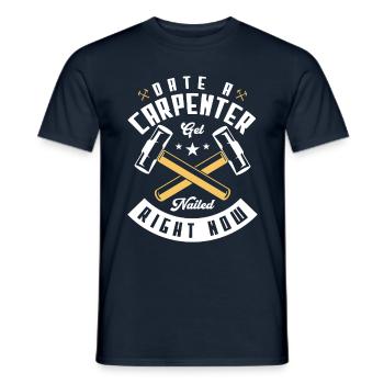 Make an appointment with a carpenter who - Men's T-Shirt - navy - Front - AI Model Male 178 light (178cm)