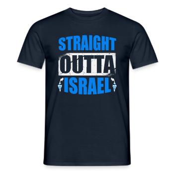 Straight Outta Israël hébreu vrai juif - T-shirt homme - marine - Devant - AI Model Male 178 light (178cm)