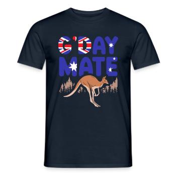 G-day Mate Australia Flag Wildlife Animal Känguru - Männer T-Shirt - Navy - Vorne - AI Model Male 178 light (178cm)