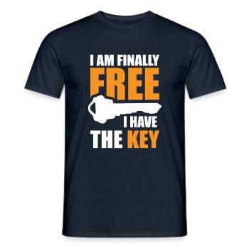 I am finally free, I have the key - Men's T-Shirt - navy - Front - AI Model Male 178 light (178cm)