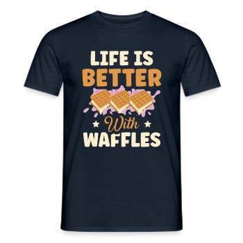 Life is better with waffles waffles for - Men's T-Shirt - navy - Front - AI Model Male 178 light (178cm)