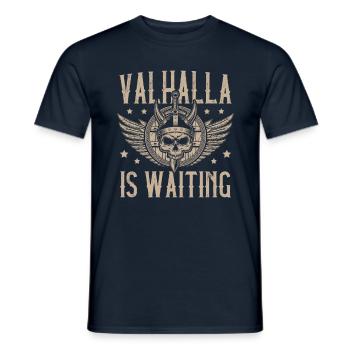 Valhalla is waiting for a pagan - Men's T-Shirt - navy - Front - AI Model Male 178 light (178cm)