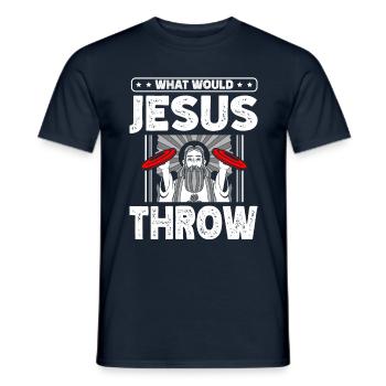 Was Würde Jesus Ultimate Frisbee Player Werfen? - Männer T-Shirt - Navy - Vorne - AI Model Male 178 light (178cm)