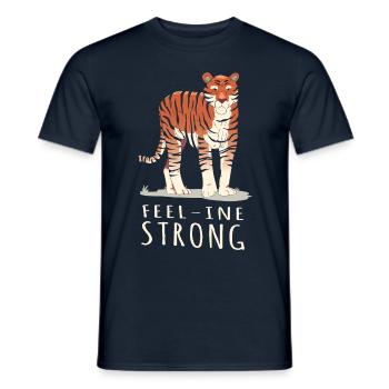 Feel-ine Strong Tiger Lover Wildlife Zookeeping - Men's T-Shirt - navy - Front - AI Model Male 178 light (178cm)