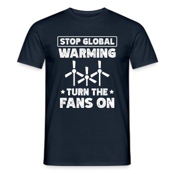 Arrêtez le réchauffement climatique. Faites pivoter le - T-shirt homme - marine - Devant - AI Model Male 178 light (178cm)