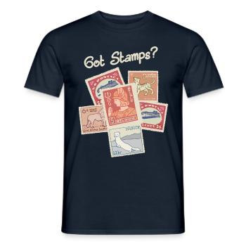 timbres reçus, qui: - T-shirt homme - marine - Devant - AI Model Male 178 light (178cm)