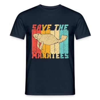 Save the manatees for a - Men's T-Shirt - navy - Front - AI Model Male 178 light (178cm)