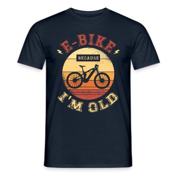 E-bike, because I'm an old electric bike - Men's T-Shirt - navy - Front - AI Model Male 178 light (178cm)