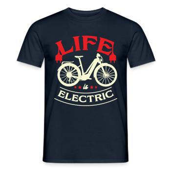 Das Leben Ist Ein Elektrisches Fahrrad E-bike - Männer T-Shirt - Navy - Vorne - AI Model Male 178 light (178cm)