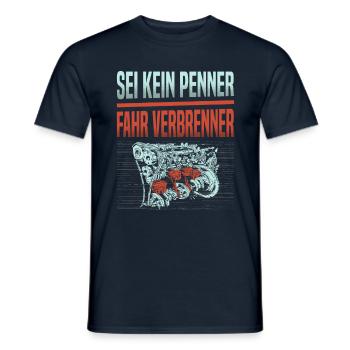 Verbrenner Diesel Hubraum E-Auto Gegner Auto - Männer T-Shirt - Navy - Vorne - AI Model Male 178 light (178cm)