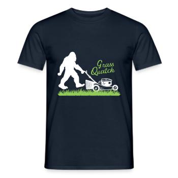 Grassquatch Lawn Mower Landscape Gardeners Bigfoot - Men's T-Shirt - navy - Front - AI Model Male 178 light (178cm)