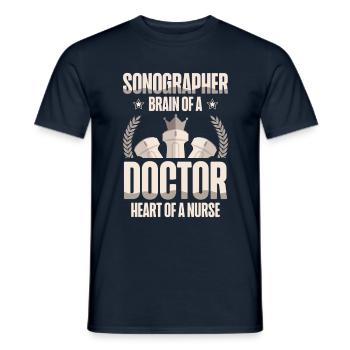 Sonographer Gehirn Eines Arztes Herz Einer - Männer T-Shirt - Navy - Vorne - AI Model Male 178 light (178cm)