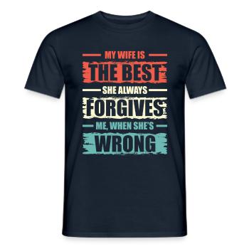 My Wife Is the Best Funny Marriage Wedding - Men's T-Shirt - navy - Front - AI Model Male 178 light (178cm)