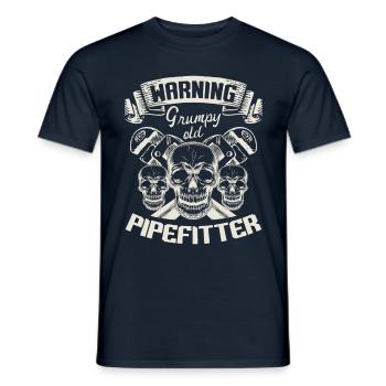 Warning: Grumpy Old Pipefitter Profession Plumber - Men's T-Shirt - navy - Front - AI Model Male 178 light (178cm)