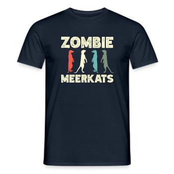 Zombie-meerkat-animal-animal-meerkat-lover - Men's T-Shirt - navy - Front - AI Model Male 178 light (178cm)