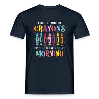 I like the smell of crayons in the morning - Men's T-Shirt - navy - Front - AI Model Male 178 light (178cm)