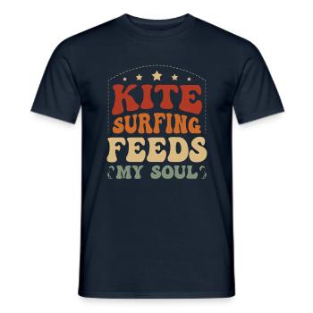 Kitesurfing feeds My Soul Kitesurfer Kiteboarding - Men's T-Shirt - navy - Front - AI Model Male 178 light (178cm)