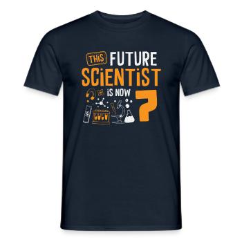 This future scientist is now celebrating - Men's T-Shirt - navy - Front - AI Model Male 178 light (178cm)