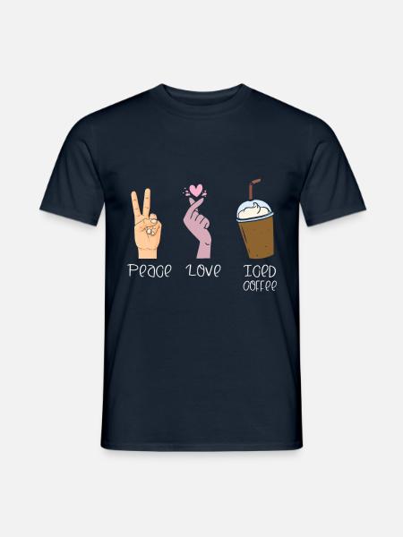 Friedensliebes-eiskaffee-liebhaber-koffein-trinker - Männer T-Shirt - Navy