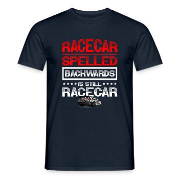 La voiture de course écrite à l’envers est toujours - T-shirt homme - marine - Devant - AI Model Male 178 light (178cm)