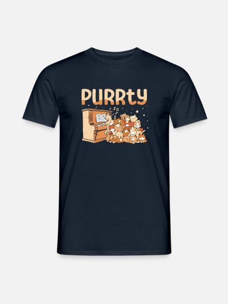 Purrty Musiker Pianist Cat Whisperer Kitty Lover - Männer T-Shirt - Navy