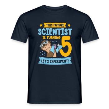 Ce futur scientifique fête ses 5 ans. - T-shirt homme - marine - Devant - AI Model Male 178 light (178cm)
