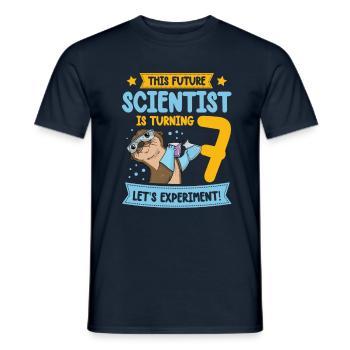 Ce futur scientifique fête ses 7 ans. - T-shirt homme - marine - Devant - AI Model Male 178 light (178cm)