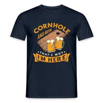 Cornhole Und Bier, Deshalb Bin Ich Hier - Männer T-Shirt - Navy - Vorne - AI Model Male 178 light (178cm)