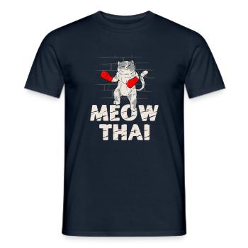 Meow Thai Cat Lover Muay Thai Kitty Kampfkunst - Männer T-Shirt - Navy - Vorne - AI Model Male 178 light (178cm)