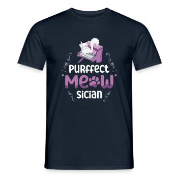 Purffect Musician Pianist Cat Whisperer Kitty - Men's T-Shirt - navy - Front - AI Model Male 178 light (178cm)