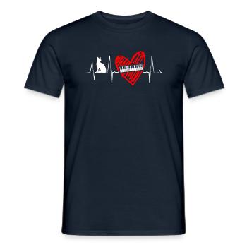 Piano heartbeat musicien pianiste chat Kitty - T-shirt homme - marine - Devant - AI Model Male 178 light (178cm)