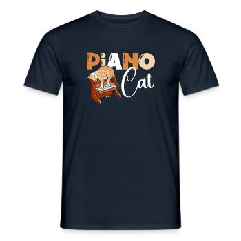 Piano Cat Musician Pianist Cat Whisperer - Men's T-Shirt - navy - Front - AI Model Male 178 light (178cm)
