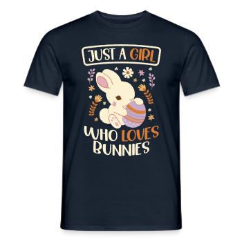 Une fille qui aime les lapins, - T-shirt homme - marine - Devant - AI Model Male 178 light (178cm)