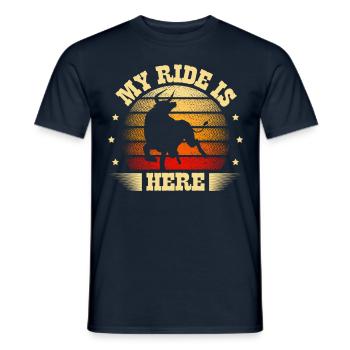 My Ride Is Here Bull Rider Bull Riding Rodeo - Men's T-Shirt - navy - Front - AI Model Male 178 light (178cm)