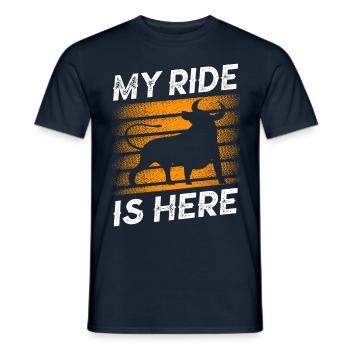 My Ride Is Here Bull Rider Bull Riding Rodeo - Men's T-Shirt - navy - Front - AI Model Male 178 light (178cm)