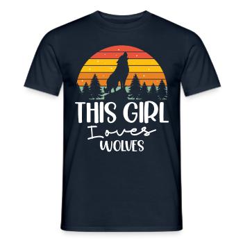 Dieses Mädchen Liebt Wölfe Tier Werwolf Wolf - Männer T-Shirt - Navy - Vorne - AI Model Male 178 light (178cm)