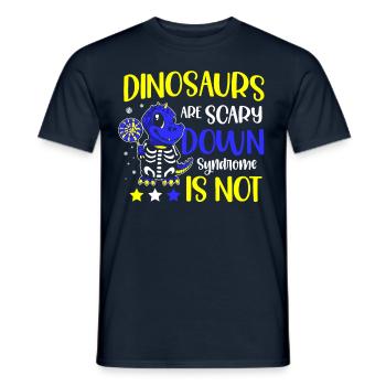 Les dinosaures sont effrayants, syndrome de Down - T-shirt homme - marine - Devant - AI Model Male 178 light (178cm)