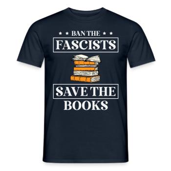Ban The Fascists Save The Books Verbotener - Men's T-Shirt - navy - Front - AI Model Male 178 light (178cm)
