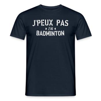 J Peux pas j ai badminton - T-shirt homme - marine - Devant - AI Model Male 178 light (178cm)