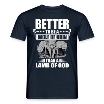 Es Ist Besser, Ein Wolf Odin Zu Sein Als Ein Lamm - Männer T-Shirt - Navy - Vorne - AI Model Male 178 light (178cm)