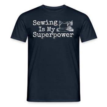 Sewing is my superpower Sewerage Quilting - Men's T-Shirt - navy - Front - AI Model Male 178 light (178cm)