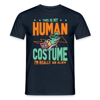 C’est mon costume humain. Je suis - T-shirt homme - marine - Devant - AI Model Male 178 light (178cm)