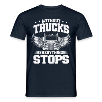 Trucker Job Profession Diesel trailer Truck driver - Men's T-Shirt - navy - Front - AI Model Male 178 light (178cm)