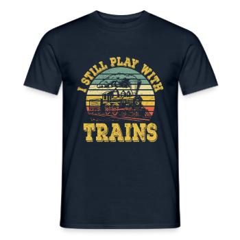 Ich Spiele Immer Noch Mit Zügen Zug - Männer T-Shirt - Navy - Vorne - AI Model Male 178 light (178cm)