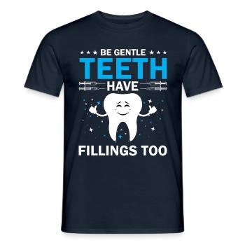 Soyez doux, les dents ont aussi des obturations - T-shirt homme - marine - Devant - AI Model Male 178 light (178cm)