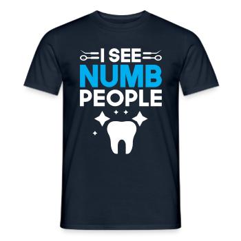 Je vois un hygiéniste dentaire sourd à dents humaines - T-shirt homme - marine - Devant - AI Model Male 178 light (178cm)